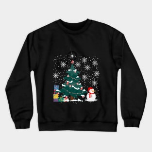 Snowman with Christmas tree and gifts Crewneck Sweatshirt